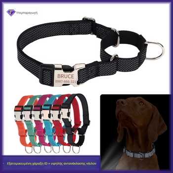 Νάιλον λουρί σκύλου Martingale με ανακλαστικότητας αστέρα και χαραγμένο όνομα