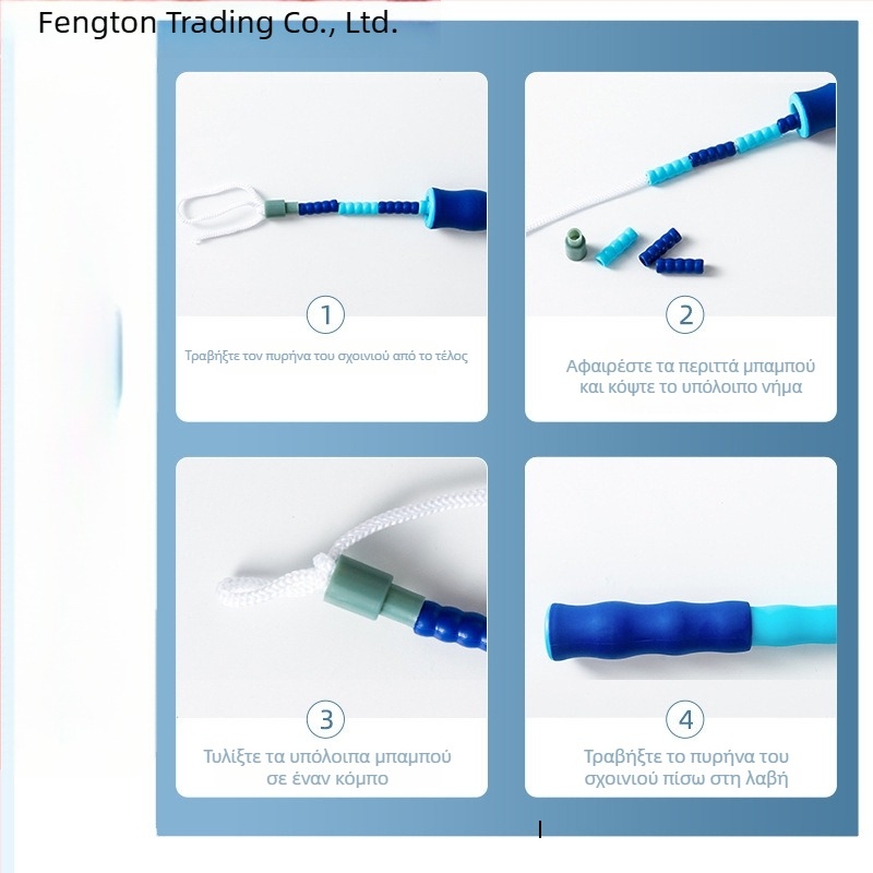 Παιδικό σκοινάκι για άλματα με μαλακά μπαμπού χάντρες, για νηπιαγωγείο και μαθητές δημοτικού αρχάριους, αντιολισθητικό, χωρίς κόμπους, ρυθμιζόμενο