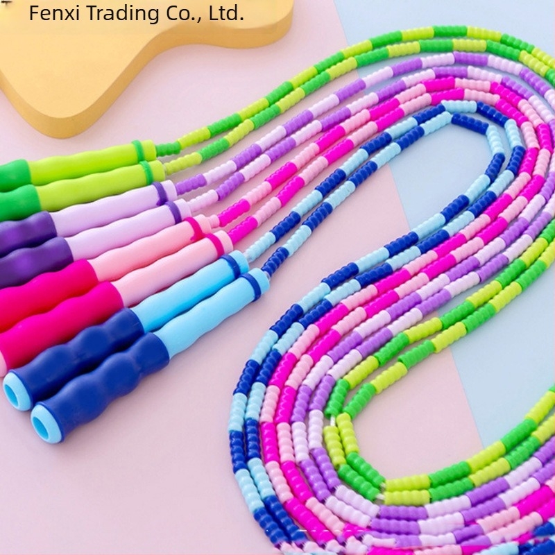 Παιδικό σκοινάκι για άλματα με μαλακά μπαμπού χάντρες, για νηπιαγωγείο και μαθητές δημοτικού αρχάριους, αντιολισθητικό, χωρίς κόμπους, ρυθμιζόμενο