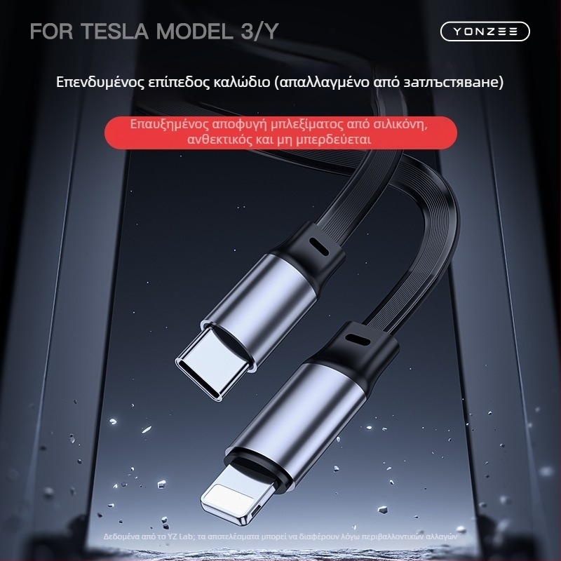 USB hub φόρτισης για κεντρική κονσόλα Tesla Model 3/Y – Mini, ABS, Snap-on