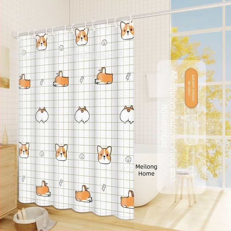Κουρτίνα ντους από πολυεστέρα για μπάνιο, παχύτερη, αδιάβροχη και ανθεκτική στη μούχλα, με μοτίβο καρτούν σε εθνοτικό στυλ, προσαρμόσιμη