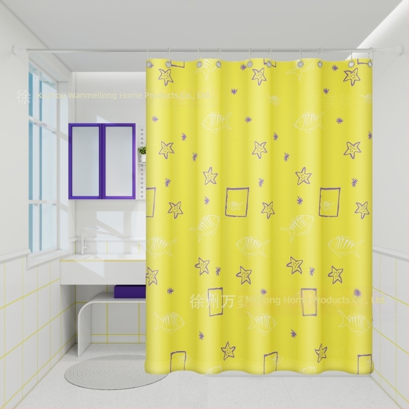 Κουρτίνα ντους από πολυεστέρα για μπάνιο, παχύτερη, αδιάβροχη και ανθεκτική στη μούχλα, με μοτίβο καρτούν σε εθνοτικό στυλ, προσαρμόσιμη