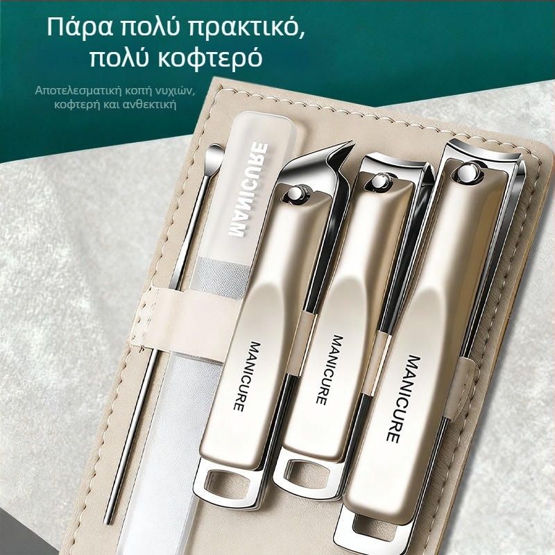 Σετ κοπτών νυχιών, Ανοξείδωτο ατσάλι, Κεκλιμένο στόμιο, Οικιακή χρήση, Φορητό