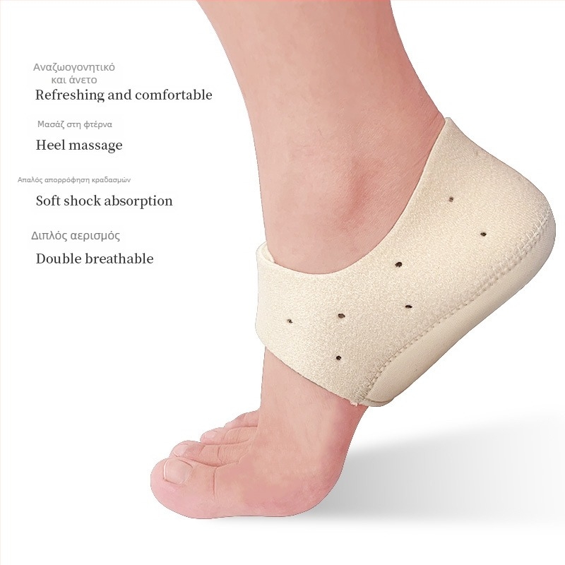 Κάλυμμα φτέρνας με βέλκρο, ρυθμιζόμενος σιλικονοειδής αποσβεστήρας κραδασμών και ανυψωτικός πάτος φτέρνας; Υλικό: ύφασμα, SBR, σιλικόνη; Συμβατό με αθλητικά, δερμάτινα, μποτάκια, σανδάλια