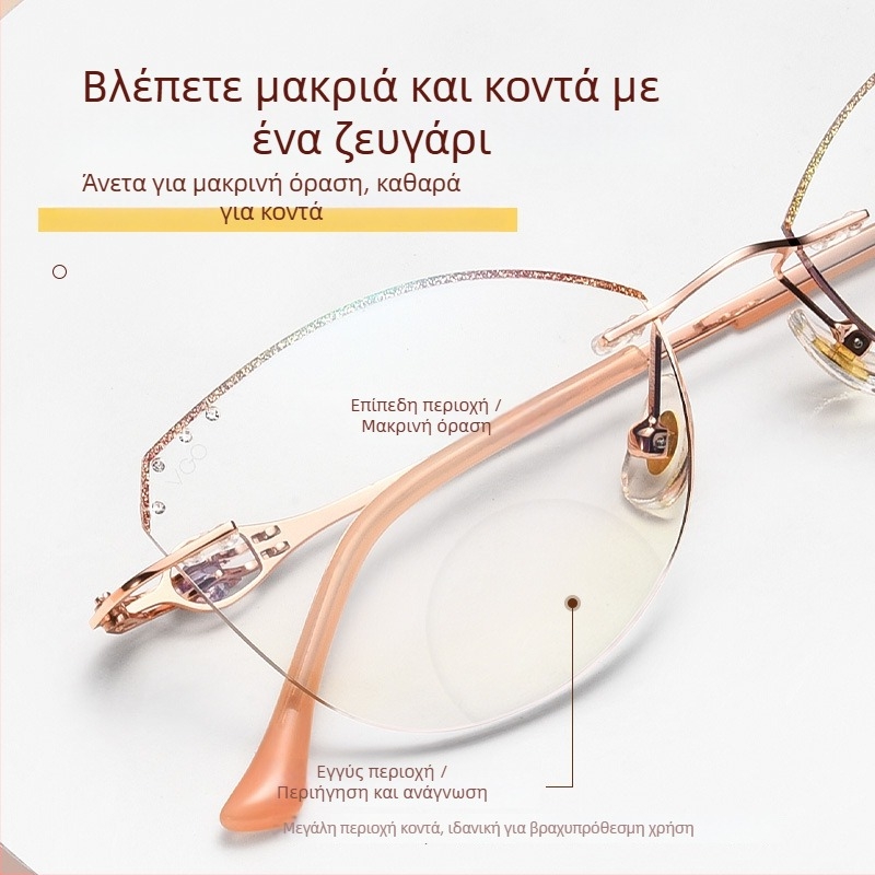 Γυναικεία γυαλιά μυωπίας, χωρίς πλαίσιο με μεταλλικό σκελετό, τετράγωνο σχήμα, ακρυλικοί φακοί, άνοιξη 2025