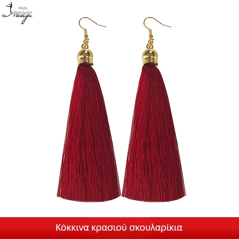 Σκουλαρίκια φούντες, Xiaoxiangfeng στυλ, φρέσκο και γλυκό, γυναικείο μοντέλο, βύσμα από κράμα τιτανίου, επίστρωση ψεκασμού