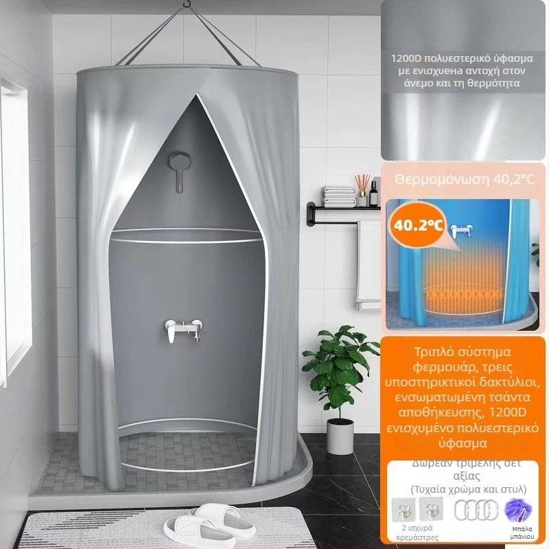 Κύκλος θόλος ντους για μπάνιο, πολυεστέρας, μοντέρνο στυλ, ιαπωνικός κακοτυπωμένος σχέδιο, προσαρμογή λογοτύπου διαθέσιμη