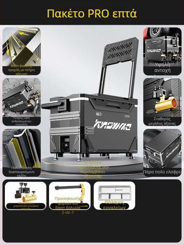 Κιβώτιο Ψαρέματος – Ολοκληρωμένο Σετ, Πολυλειτουργικό με Ρόδες, Υλικό PP, Χωρητικότητα <9 L