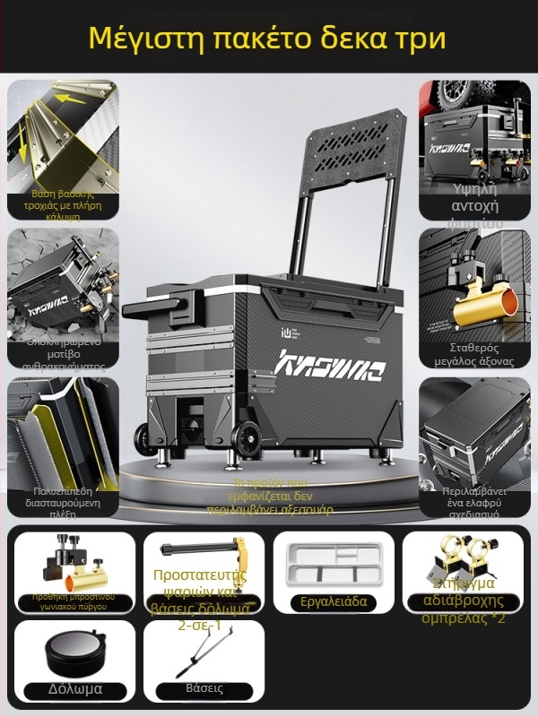 Κιβώτιο Ψαρέματος – Ολοκληρωμένο Σετ, Πολυλειτουργικό με Ρόδες, Υλικό PP, Χωρητικότητα <9 L