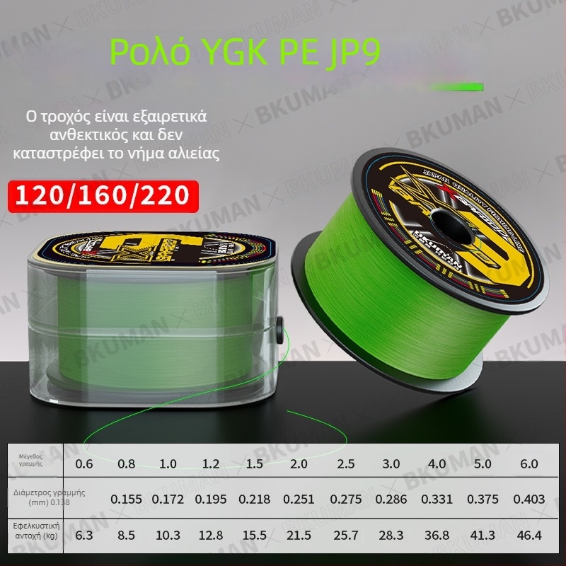 BKUMAN Κύρια γραμμή αλιείας, PE γραμμή, αντοχή 3–33 kg, 100 τεμάχια ανά κουτί