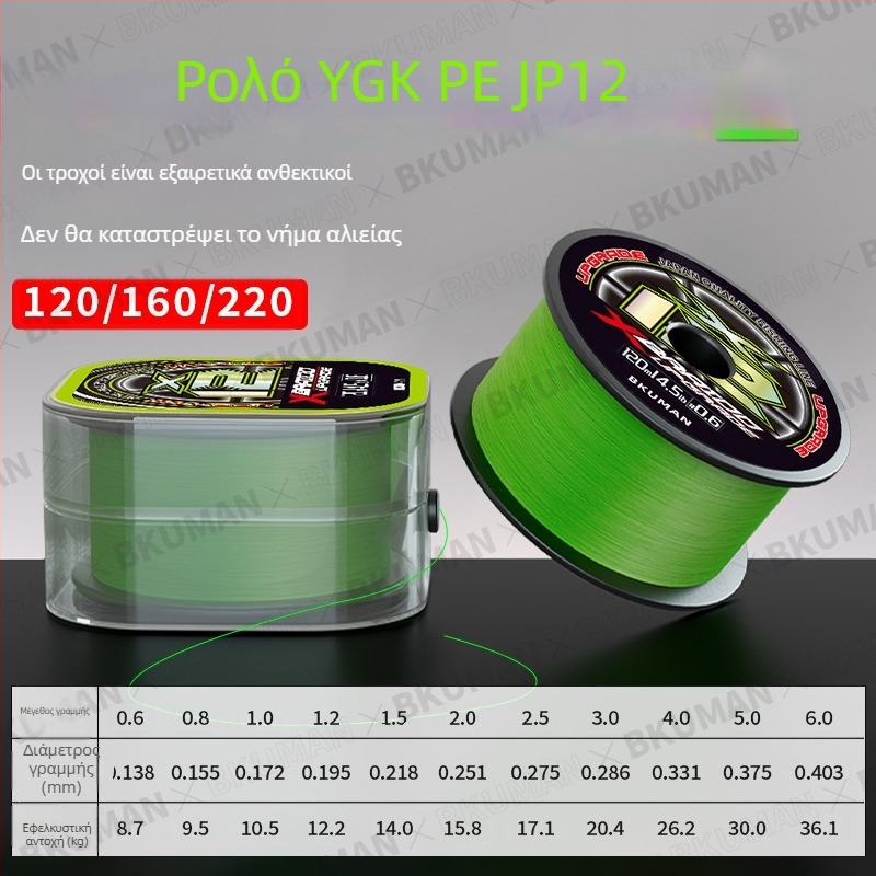 BKUMAN Κύρια γραμμή αλιείας, PE γραμμή, αντοχή 3–33 kg, 100 τεμάχια ανά κουτί