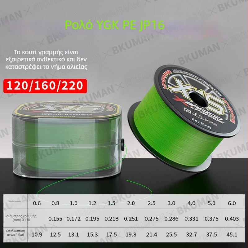 BKUMAN Κύρια γραμμή αλιείας, PE γραμμή, αντοχή 3–33 kg, 100 τεμάχια ανά κουτί