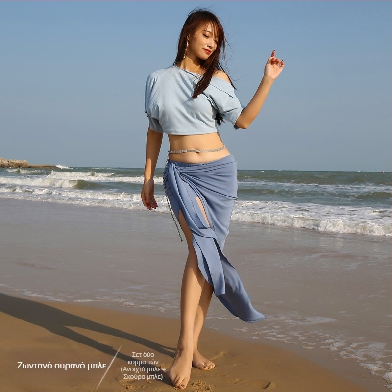 Σετ κοστουμιών Belly Dance — Ανατολίτικος στυλ, μονόχρωμο ύφασμα ριβ, πολυεστέρας (Μάρκα BELLYQUEEN/Dancer; ενήλικες γυναίκες; για Belly Dance)