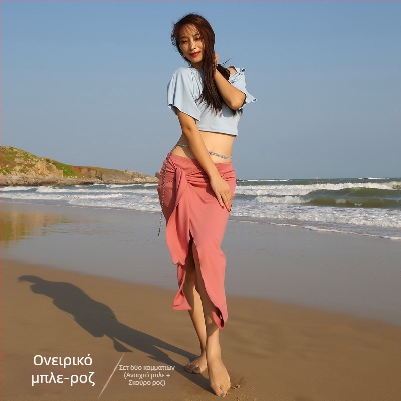 Σετ κοστουμιών Belly Dance — Ανατολίτικος στυλ, μονόχρωμο ύφασμα ριβ, πολυεστέρας (Μάρκα BELLYQUEEN/Dancer; ενήλικες γυναίκες; για Belly Dance)