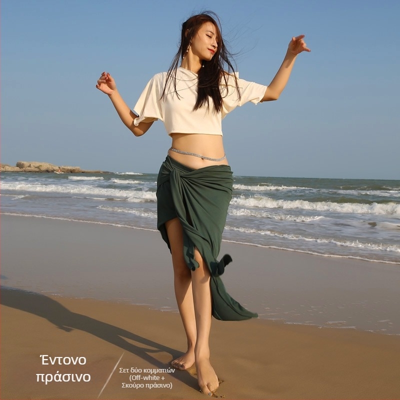 Σετ κοστουμιών Belly Dance — Ανατολίτικος στυλ, μονόχρωμο ύφασμα ριβ, πολυεστέρας (Μάρκα BELLYQUEEN/Dancer; ενήλικες γυναίκες; για Belly Dance)