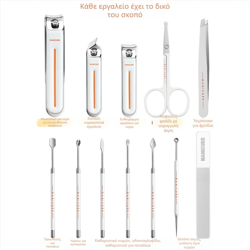 Σετ εργαλείων νυχιών Messi με αντιεκσπλάσιμο σχεδιασμό για μανικιούρ και πεντικιούρ, από ανθρακουχο χάλυβα, πλαστικό και ανοξείδωτο χάλυβα, φορητό για οικιακή χρήση, συνδυασμένο σετ