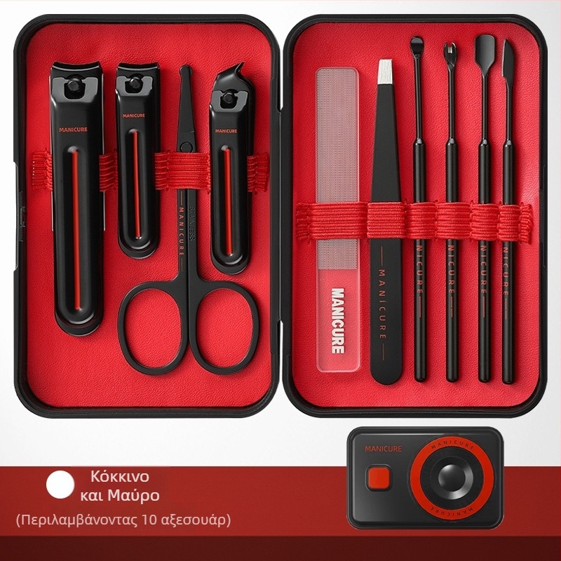 Σετ εργαλείων νυχιών Messi με αντιεκσπλάσιμο σχεδιασμό για μανικιούρ και πεντικιούρ, από ανθρακουχο χάλυβα, πλαστικό και ανοξείδωτο χάλυβα, φορητό για οικιακή χρήση, συνδυασμένο σετ