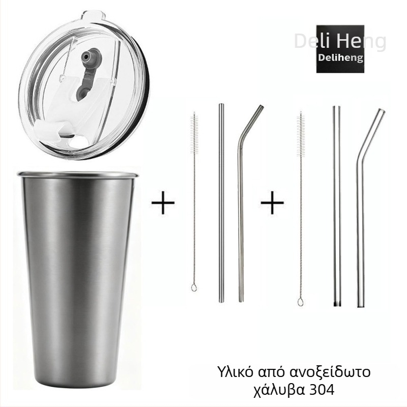 Elephant Star 304 ανοξείδωτο ατσάλι, επαναχρησιμοποιούμενο κύπελλο με καπάκι για καλαμάκι, μη στεγανοποιημένο