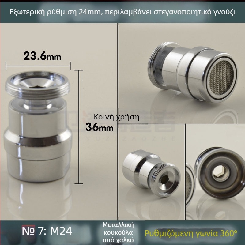 Αεριστήρας βρύσης νεροχύτη με εξοικονόμηση νερού και εσωτερικό φίλτρο με πλέγμα προστασίας από πιτσιλίσματα (Public Version)
