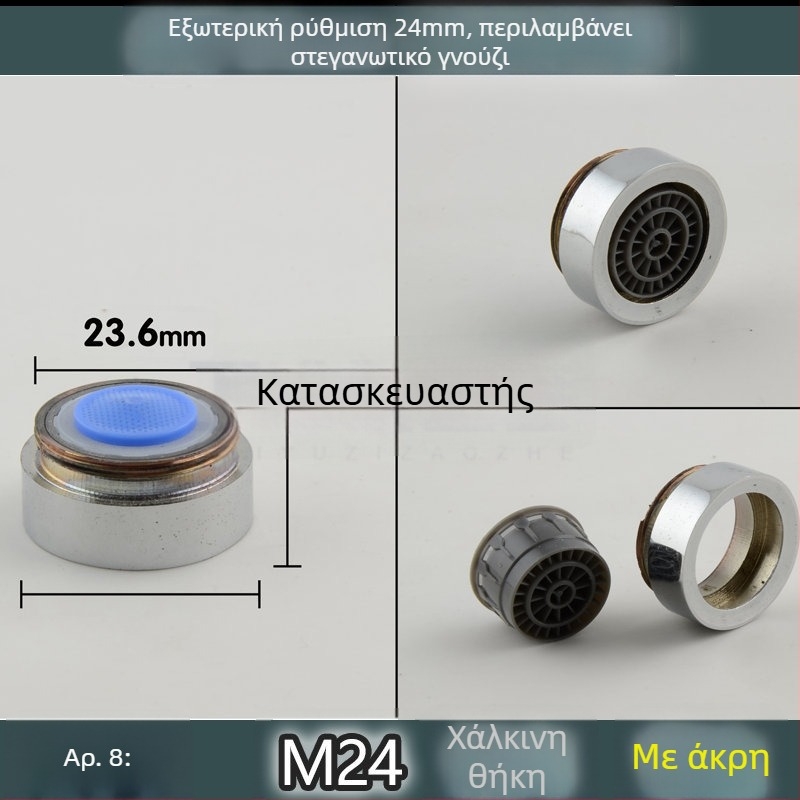 Αεριστήρας βρύσης νεροχύτη με εξοικονόμηση νερού και εσωτερικό φίλτρο με πλέγμα προστασίας από πιτσιλίσματα (Public Version)