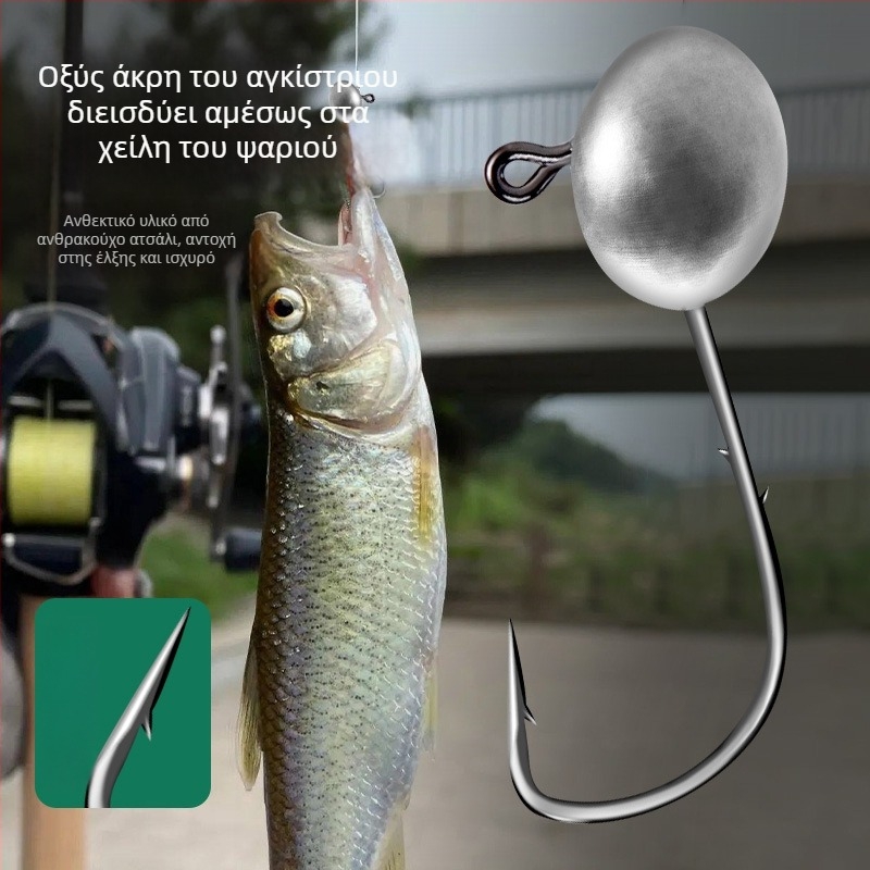Αγκίστρι με κεφαλή από μόλυβδο για αλιεία σε ακτή του ωκεανού, με ακίδες