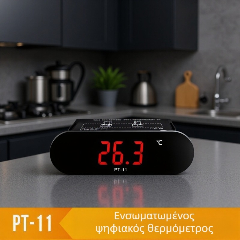 Ringder Pt-11 Μετρητής θερμοκρασίας για μίνι ψυγείο, ψηφιακή οθόνη, ενσωματωμένη κατασκευή, ακρίβεια ±1°C