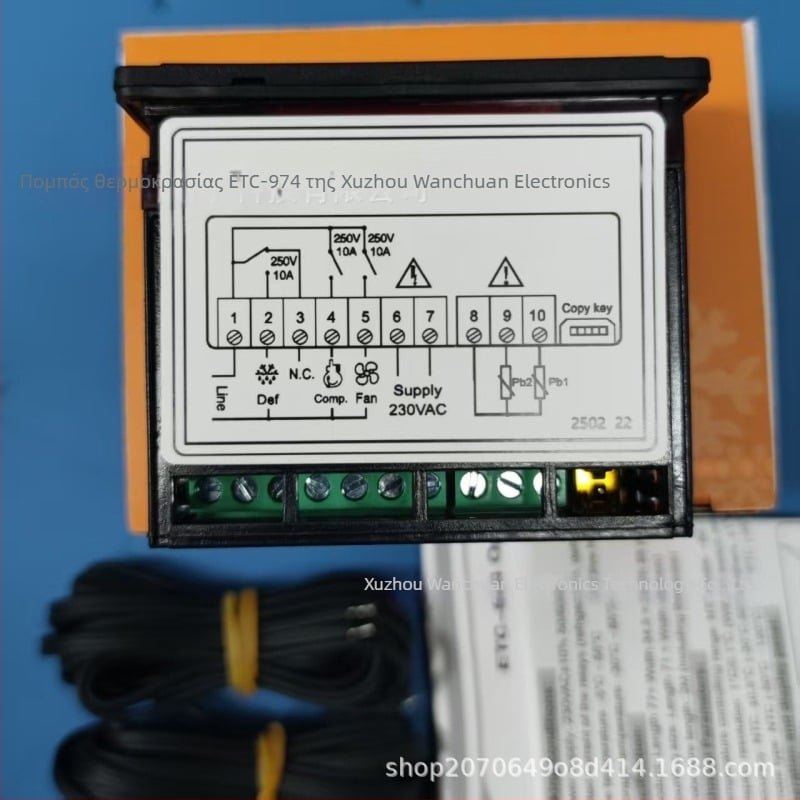 ETC-974 Θερμοστάτης ψύξης για ψυγείο/καταψύκτη με ευφυή ψηφιακό ελεγκτή θερμοκρασίας και υγρασίας, ενσωματωμένος σε πάνελ, 220V AC