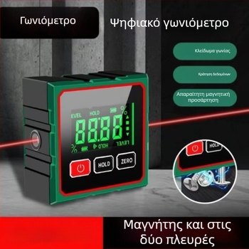 Inclinometer με ισχυρή μαγνητική βάση, υψηλή ακρίβεια, μέτρηση γωνίας 360°, λέιζερ ψηφιακή οθόνη (Μοντέλο: Inclinometer)