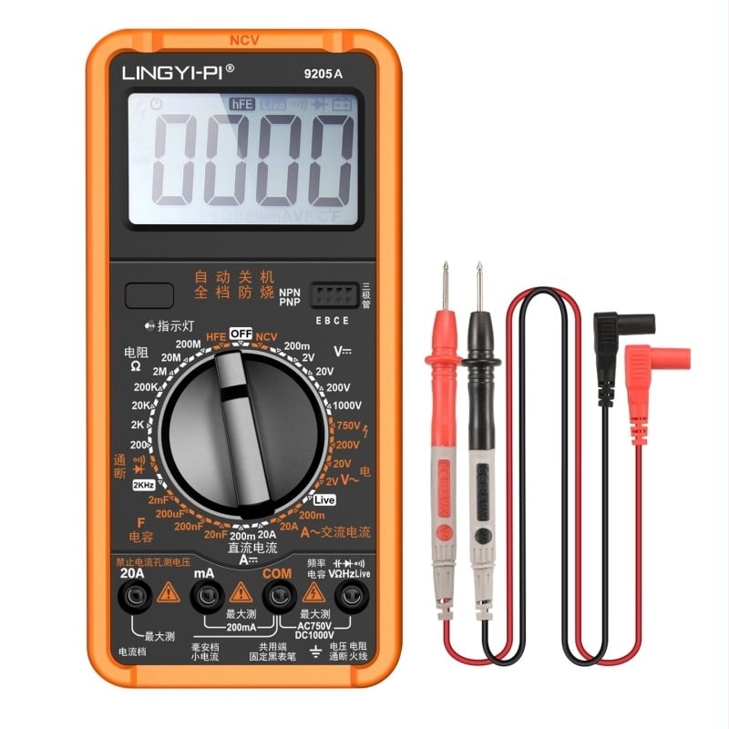 DT9205A Ψηφιακό πολύμετρο υψηλής ακρίβειας — πλήρως αυτοματοποιημένο, ευφυές, πολυλειτουργικό, προστασία κατά των καψίμων για ηλεκτρολόγους