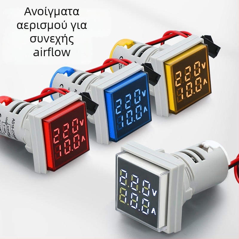 AD16-22VAMS Μετρητής τάσης και ρεύματος με διπλή ένδειξη, ψηφιακή οθόνη σωληνοειδούς τύπου, εύρος 50-500V, υψηλή ακρίβεια μέτρησης, οπή 22 mm