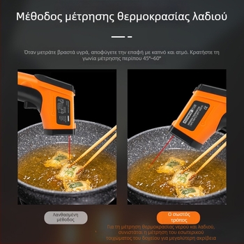 Qingwei CX6000 Χειροκίνητο υπέρυθρο πιστόλι μέτρησης θερμοκρασίας λαδιού – Βιομηχανικό θερμόμετρο για κουζίνα και ψήσιμο