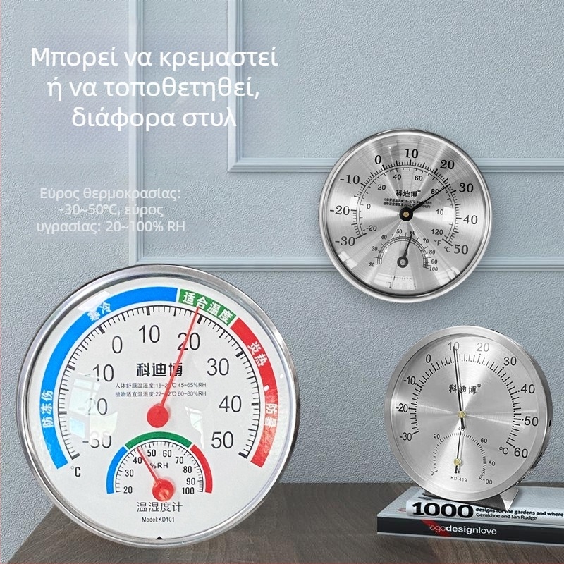 Cordibo εσωτερικός μηχανικός θερμόμετρο-υγρομετρητής με λειτουργία ξηρού/υγρού μέτρησης, μέτρηση θερμοκρασίας και υγρασίας για γραφεία και δημόσιους χώρους