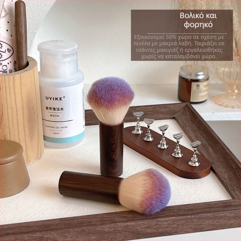 Πινέλο σκόνης νυχιών με απαλές τρίχες, κοντή λαβή, πινέλο πούδρας μακιγιάζ