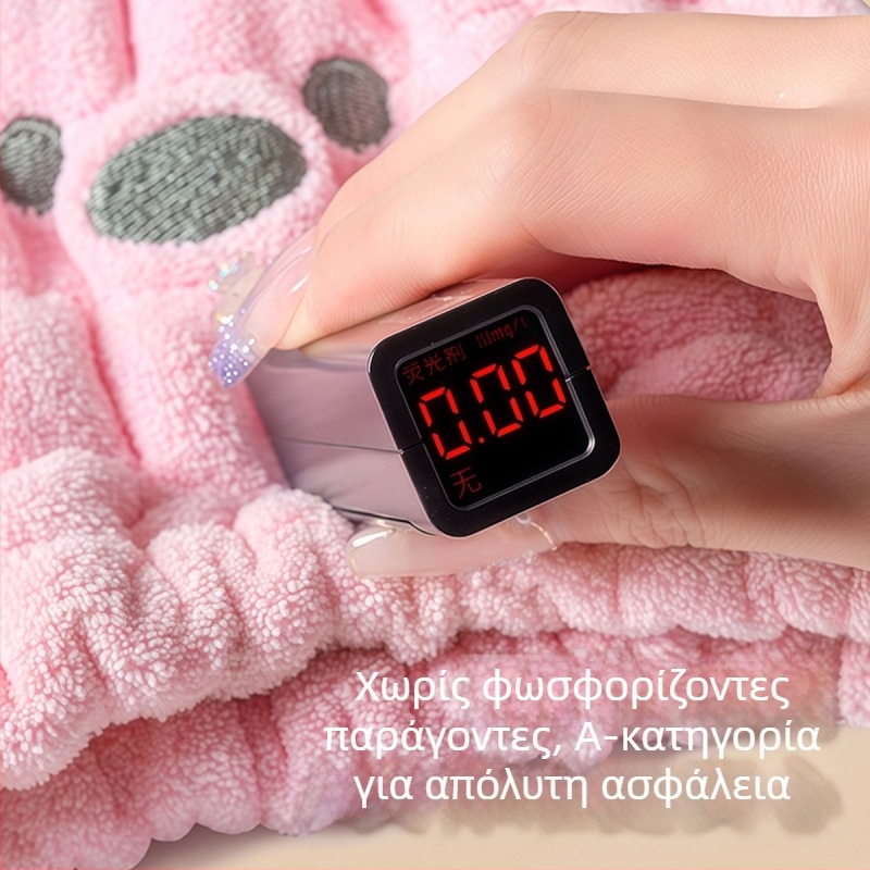 Κάλυμμα μαλλιών για στέγνωμα παιδιών, γλυκό cartoon στυλ, φλις κοραλλί 150D, κεντημένο, 80–99 g, κατάλληλο μετά το λούσιμο