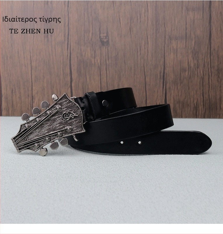 Γυναικεία ζώνη κιθάρας από γνήσιο δέρμα – πρώτο στρώμα βοδινού δέρματος, αγκράφα από κράμα με πείρο, κλείσιμο με πείρο, πλάτος 2–4 cm, ρετρό στυλ, δέρμα επεξεργασμένο με φυτική ταννύ