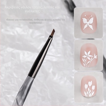 Πένα τέχνης νυχιών με τρίγωνική άκρη, ακρυλική λαβή, 1 σετ βούρτσων, OEM Han Ying