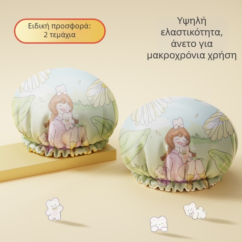 Σκουφάκι ντους από EVA, τρισδιάστατο, αδιάβροχο για τα μαλλιά, ανθεκτικό σε λίπος και καπνό, με παχύ διπλό στρώμα