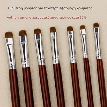 Σετ βουρτσών τέχνης νυχιών, 7 τεμάχια, λαβές από rosewood, κεφαλές με στρογγυλή άκρη από τρίχα Mink, φορητός σχεδιασμός, διπλής χρήσης εργαλεία για dotting и σχεδίαση