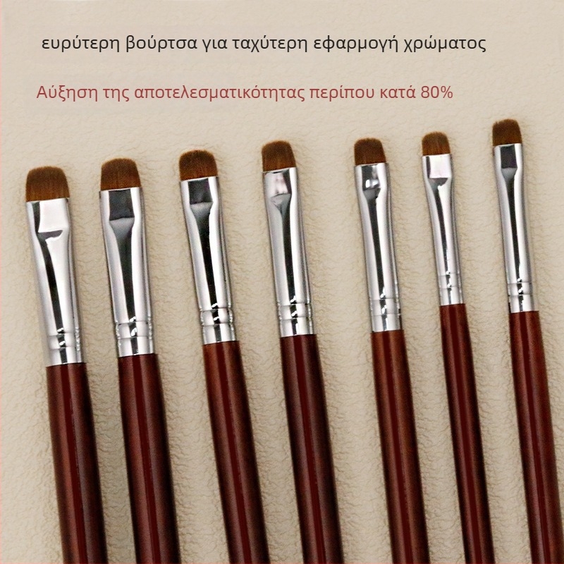 Σετ βουρτσών τέχνης νυχιών, 7 τεμάχια, λαβές από rosewood, κεφαλές με στρογγυλή άκρη από τρίχα Mink, φορητός σχεδιασμός, διπλής χρήσης εργαλεία για dotting и σχεδίαση