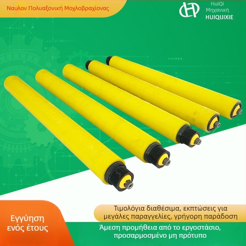 Ακίνητος ρολός με επικάλυψη καουτσούκ σε σωλήνα από ανοξείδωτο χάλυβα, γαλβανισμένη επιφάνεια, κατάλληλος για γραμμές συναρμολόγησης — προσαρμοζόμενες επιλογές.