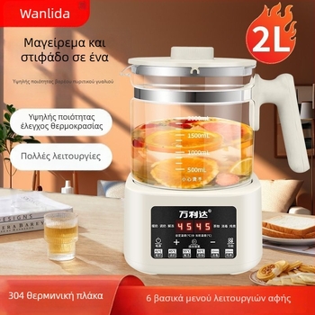 Wanlida Κανάτα Υγείας – Γυάλινο Σώμα, 2–3 L, 800 W, 220 V, Έλεγχος με Αφή, Θερμοστάτης Πίεσης, Λειτουργία Παρασκευής Τσαγιού