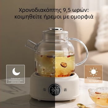 Τσαγιέρα από γυαλί υψηλής αντοχής, μοντέλο D11, χωρητικότητα έως 1 L, 220 V, 400–500 W, έλεγχος με μικροϋπολογιστή