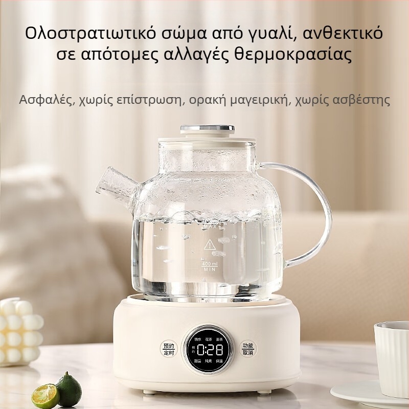 Τσαγιέρα από γυαλί υψηλής αντοχής, μοντέλο D11, χωρητικότητα έως 1 L, 220 V, 400–500 W, έλεγχος με μικροϋπολογιστή