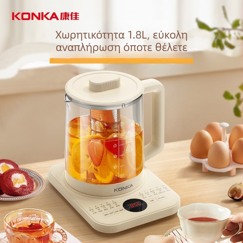 Konka Ποτ Υγείας πολλαπλών χρήσεων για τσάι και βότανα, μοντέλο KYSH-1837E-W, χωρητικότητα 1.5–2 L, 220V, 300–350W, λειτουργία παρασκευής κινέζικης ιατρικής
