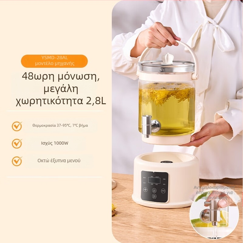 Γυάλινος βραστήρας υγείας με βρυσάκι, ενσωματωμένος πολυλειτουργικός για οικιακή χρήση, πλήρως αυτόματος βραστήρας νερού (Χωρητικότητα 2–3 L, Τάση 220V, Ισχύς 500–1000 W, Έλεγχος μικροϋπολογιστή, Συνεχής θερμοκρασία)