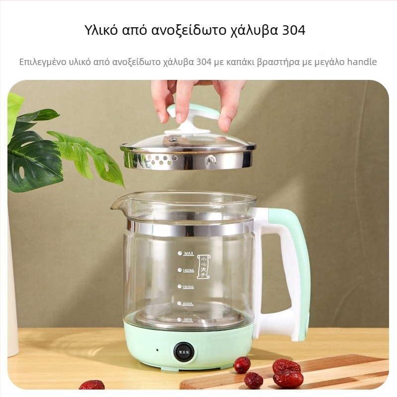 Κανάς για τσάι από γυαλί βοριοπυριτικό, 1.8L, 220V, 300–600W, ηλεκτρονικός θερμοστάτης με κουμπί ελέγχου
