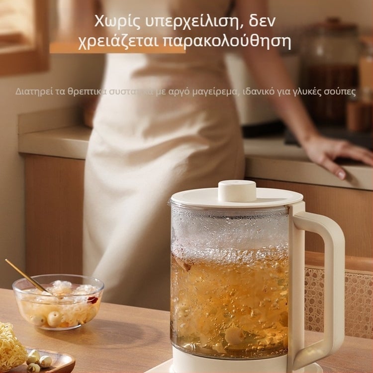 Health Pot J141 — Χωρητικότητα 2–3 L, Τάση 220V, Ισχύς 500–1000W, Σώμα από Υψηλό Borosilikat Γυαλί, Κέλυφος από Ανοξείδωτο Ατσάλι 304