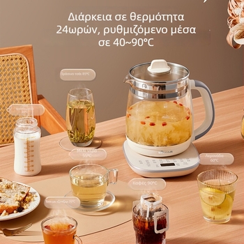 Bear Health Pot YSH-D20F3 2-3L γυάλινος παρασκευαστής τσαγιού, 220V, 1000W+, ηλεκτρονικός θερμοστάτης, έλεγχος με μικροϋπολογιστή