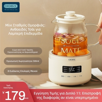 OIDIRE Γυάλινο Κατσαρολάκι Υγείας, Μίνι Ηλεκτρικό Κύπελλο Για Ένα Άτομο, Σταθερή Θερμοκρασία
