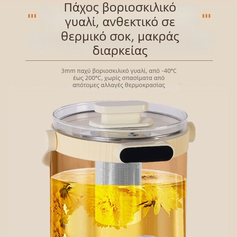 Ηλεκτρική κανάτα τσαγιού με διαχωριζόμενο σχεδιασμό, χωρητικότητα 3L, οθόνη αφής, ψηφιακός θερμοστάτης, γυάλινο σώμα